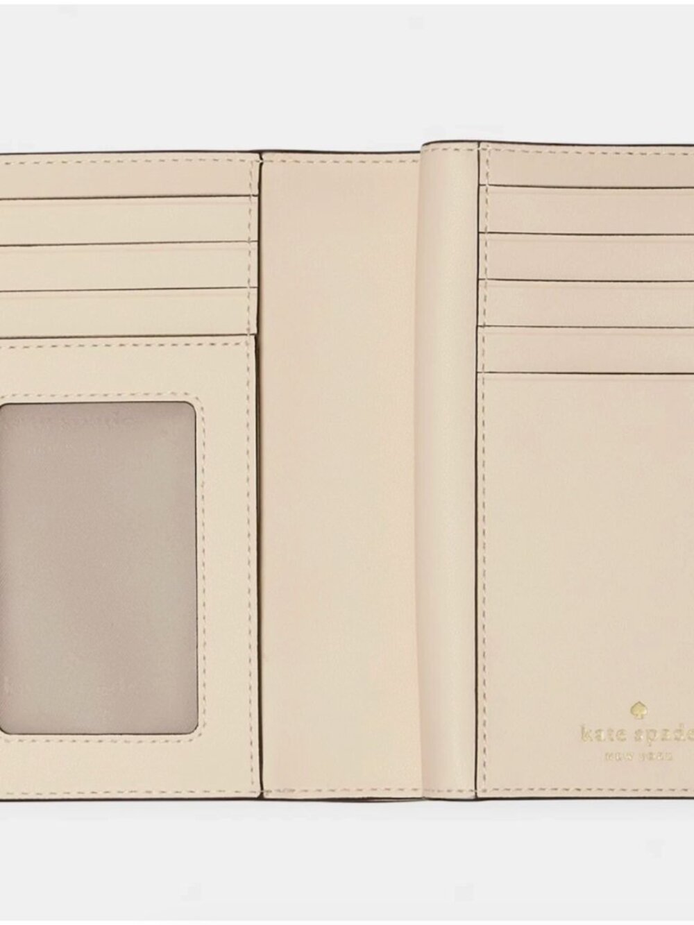 New Kate Spade Signature Spade Flower Medium Bifold Wallet Dark Beige Moon Dust - Picture 3 of 4